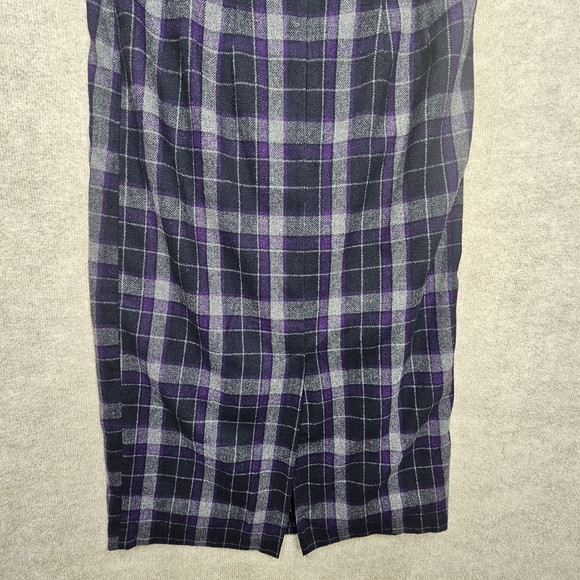 Chadwick’s Purple Plaid Wool Blend Long Pencil Skirt – Size 10 Tall - Picture 9 of 13